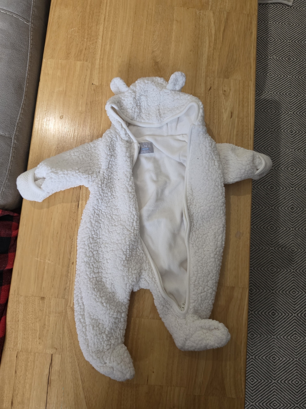 The Children's Place White Sherpa Hooded Teddy One-Piece